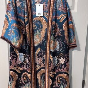 DR2 Floral Paisley Kimono in Blue and Pink
